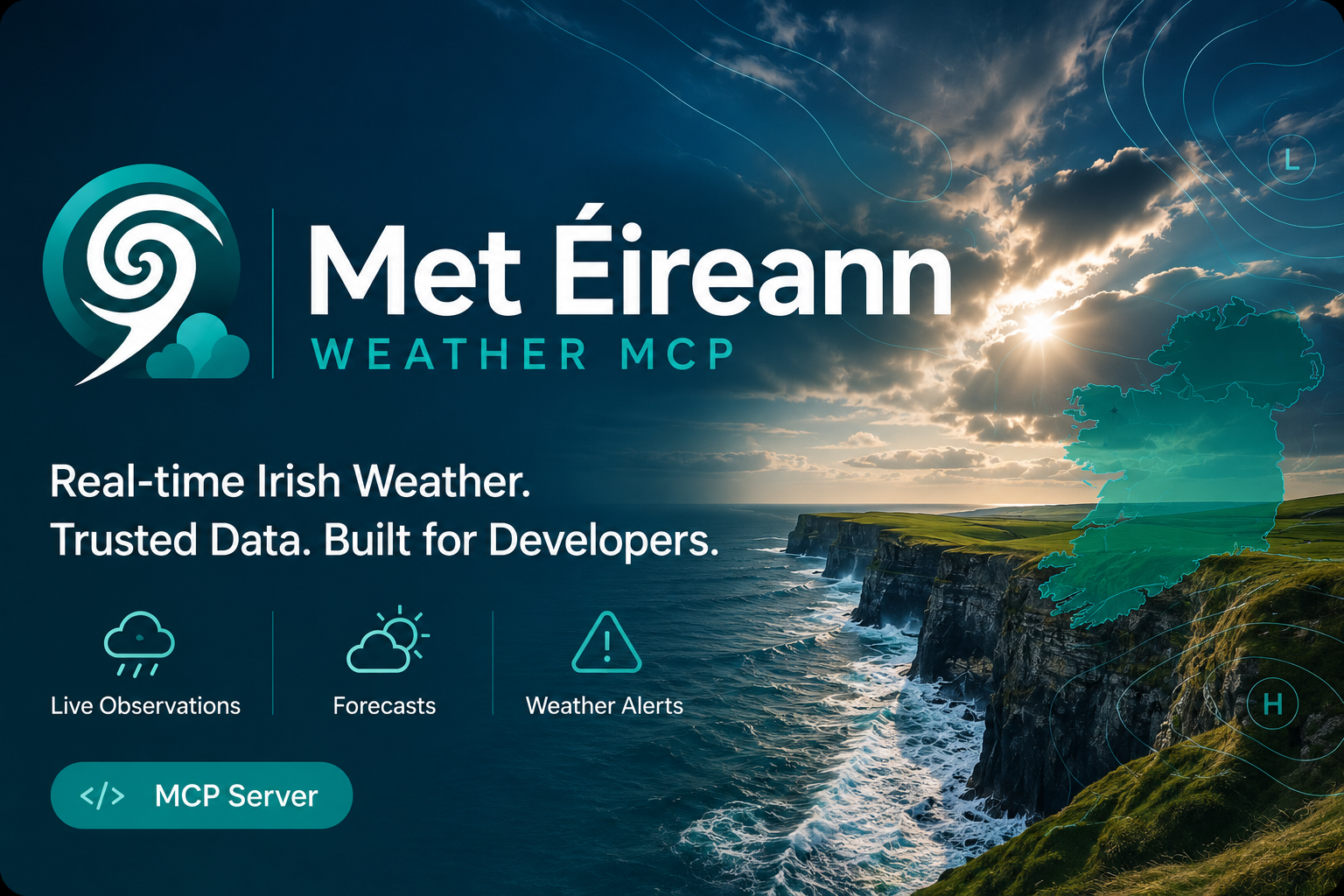 Irish coastline weather visual